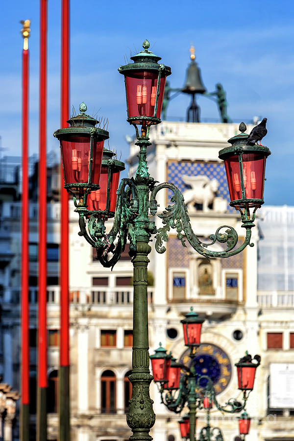 Lamp Post Colors at the Piazza San Marco in Venice Photograph by John Rizzuto