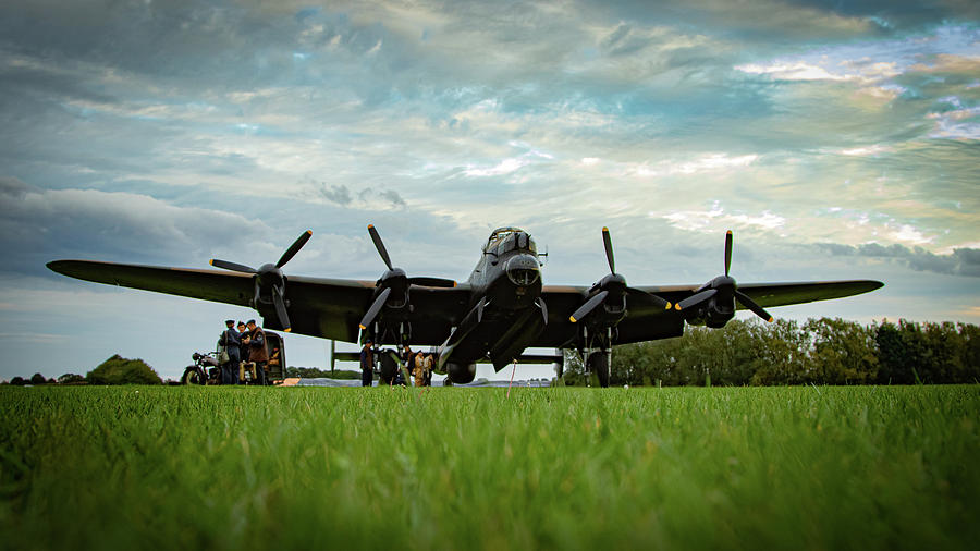 Aircraft Photograph - Lancaster Bomber and Crew by Airpower Art