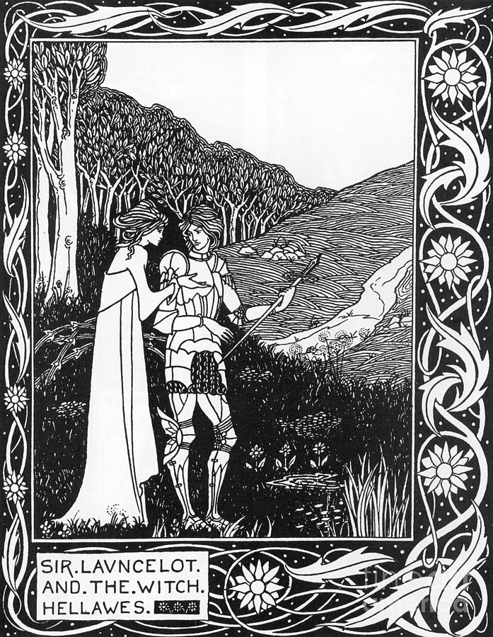 Lancelot And The Witch Hellawes Painting by Aubrey Beardsley