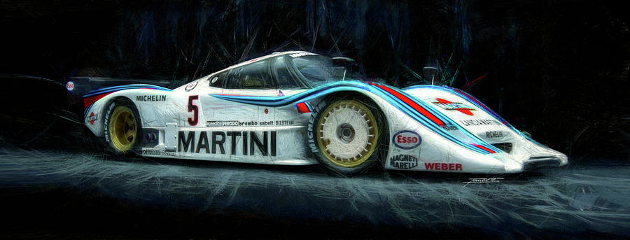 Lancia Painting - Lancia LC2 Ferrari by Tano V-Dodici ArtAutomobile