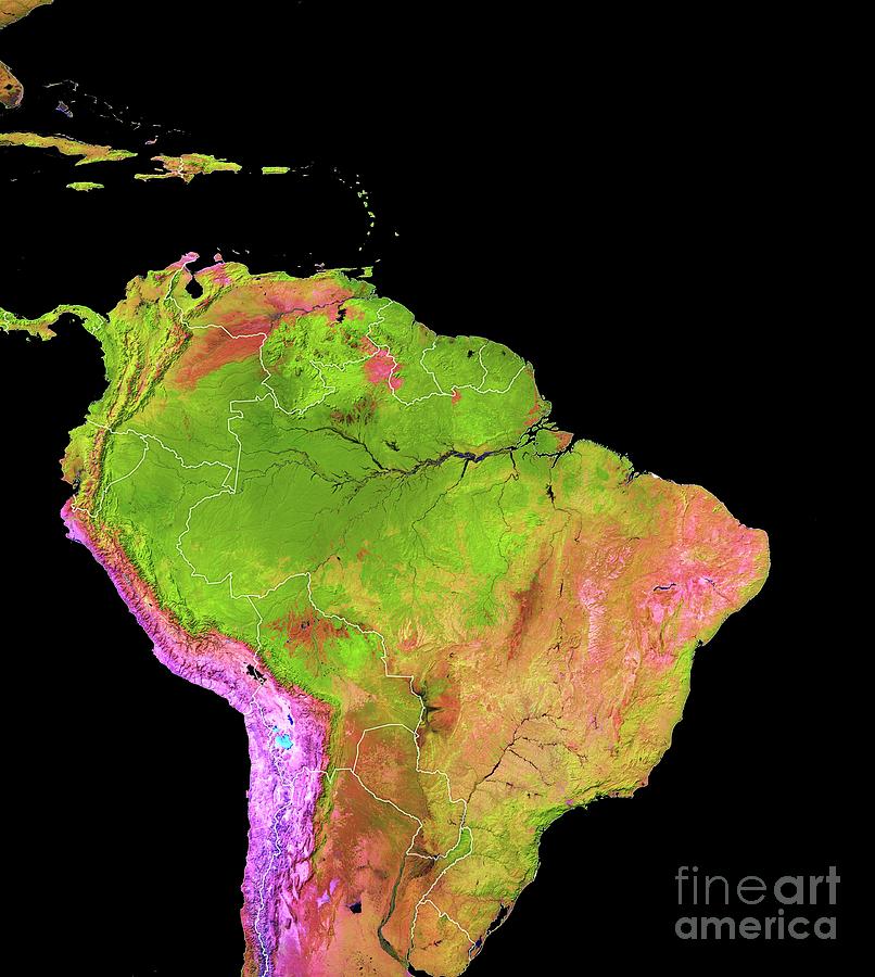 Land Cover In And Around The Amazon Photograph by Nasa Earth Observatory/usgs/university Of Maryland/science Photo Library