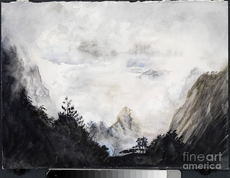 Mountain Painting - Land Of The Immortals, 2015 (w/c On Paper) by Christian Furr