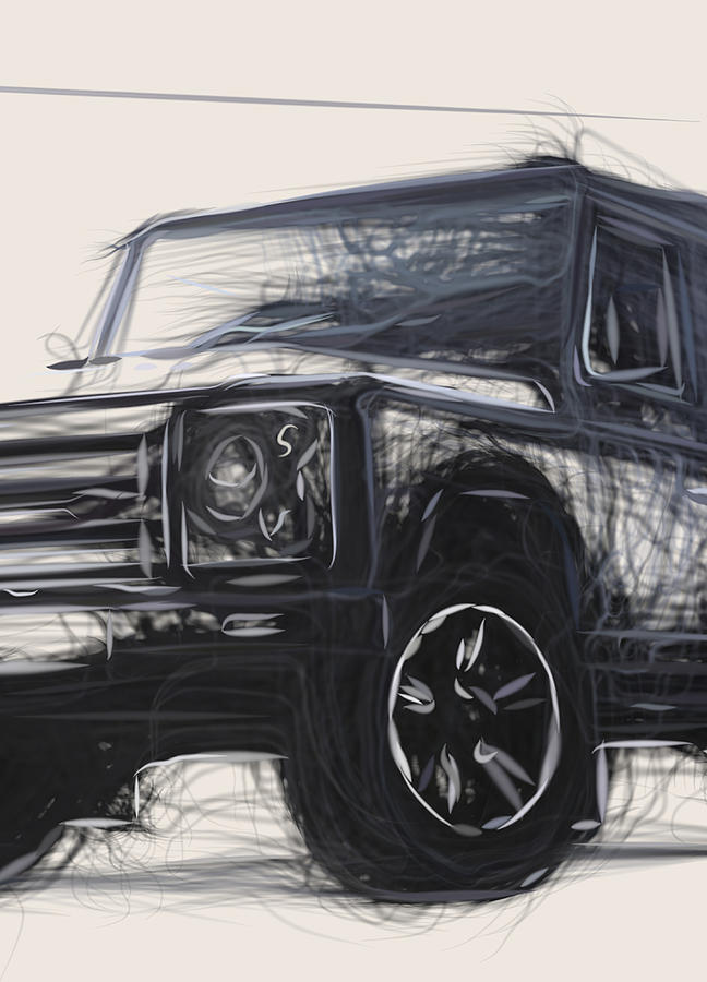 Land Rover Defende Drawing Digital Art by CarsToon Concept