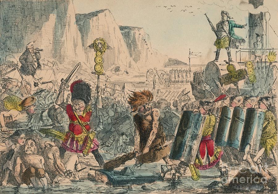 Landing Of Julius Caesar, 1850. Artist Drawing by Print Collector