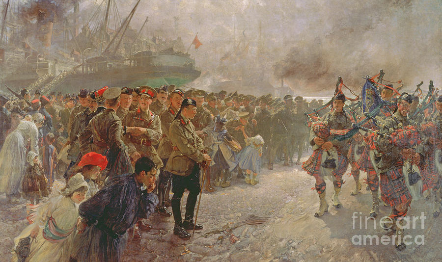 Landing Of The First Canadian Division At St. Nazaire, 1915 Painting by Edgar Bundy Landing Of The First Canadian Division At St. Nazaire, 1915 Painting by Edgar Bundy