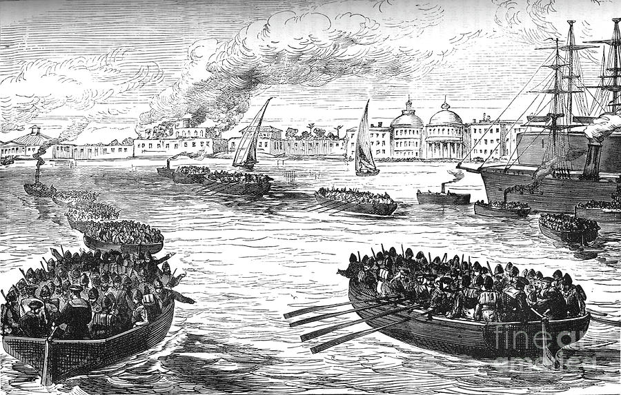 Landing Troops At The Khedives Palace Drawing by Print Collector