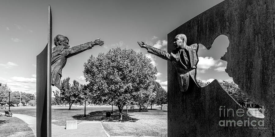 Landmark For Peace RFK and MLK Tree Indianapolis Black and White 2 to 1 Ratio Photograph by Aloha Art
