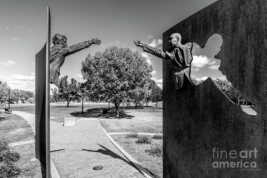 Landmark For Peace RFK and MLK Tree Indianapolis Black and White Photograph by Aloha Art