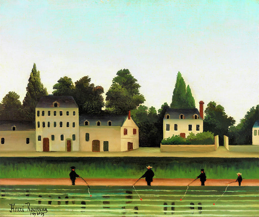 Landscape and Four Fisherman - Digital Remastered Edition Painting by Henri Rousseau