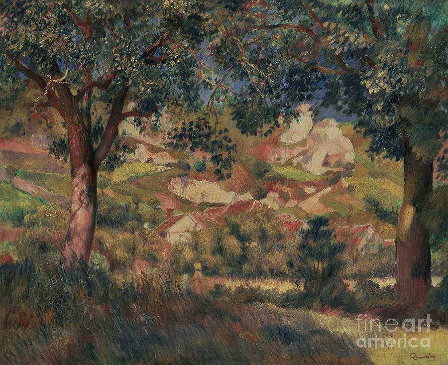 Landscape At La Roche Guyon By Renoir Painting by Pierre Auguste Renoir