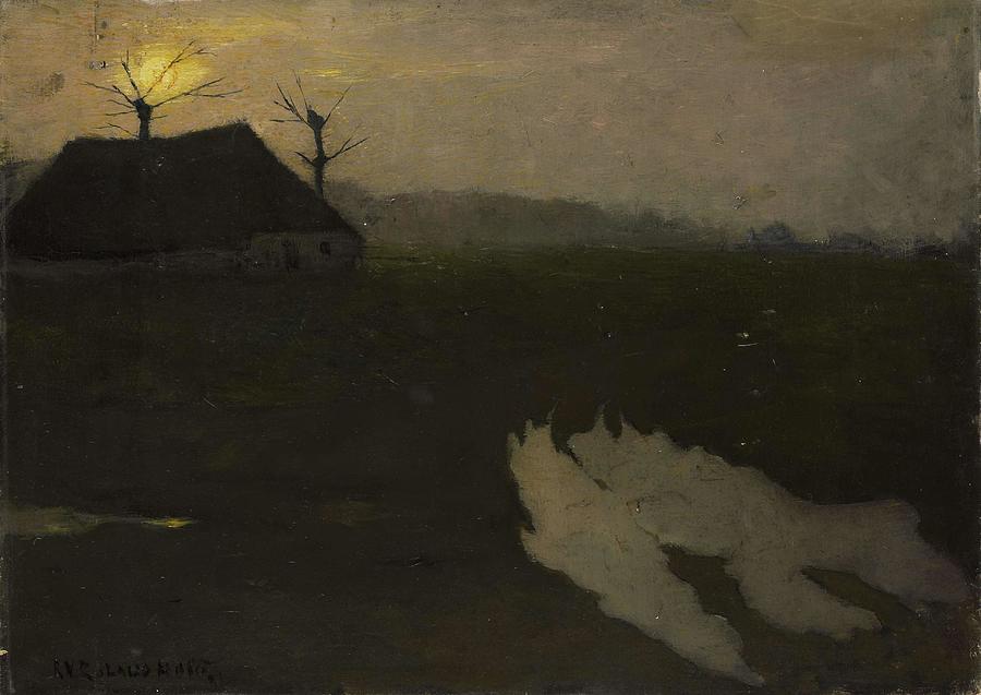 Landscape by moonlight. Painting by Richard Nicolaus Roland Holst -1868-1938-