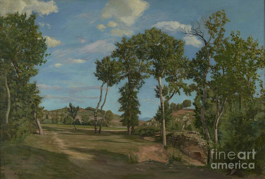 Landscape By The Lez River, 1870 Painting by Jean Frederic Bazille