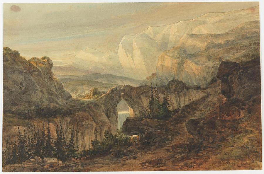 Landscape. Ca. 1850. Watercolour on continuous paper. Painting by Lluis Rigalt i Farriols -1814-1894-