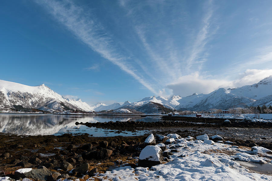 Landscape From Tourist Route, Hamnoy, Lofoten Islands, Norway Digital ...