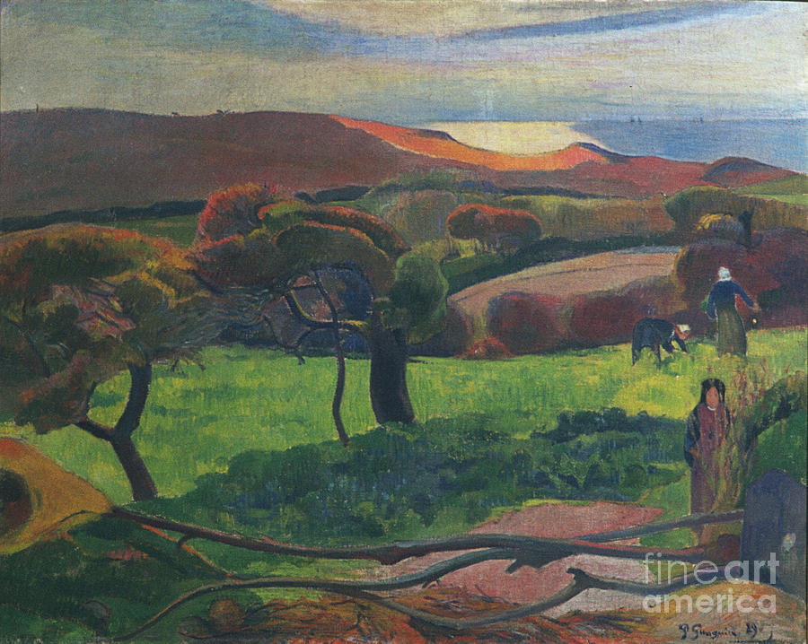 Landscape In Brittany. Artist Gauguin Drawing by Heritage Images