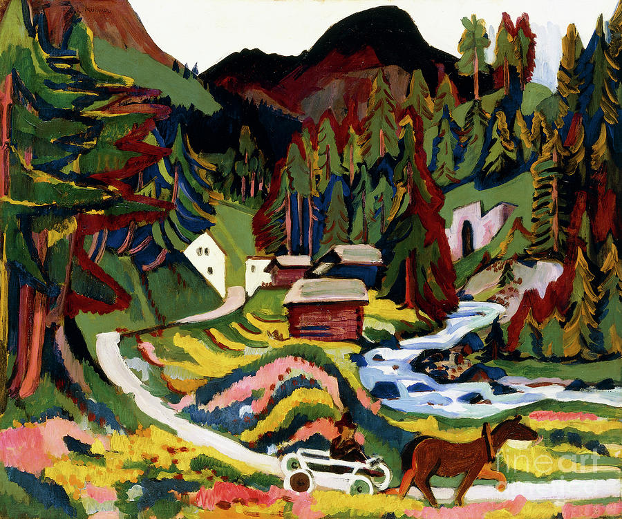 Landscape In Spring, Sertig, 1924-25 Painting by Ernst Ludwig Kirchner