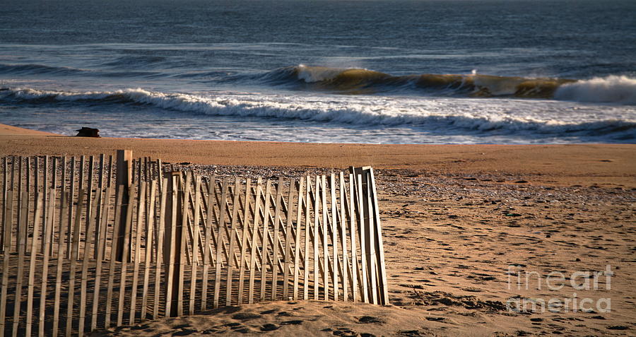 Landscape Jersey Shore Ocean Fence  Photograph by Chuck Kuhn