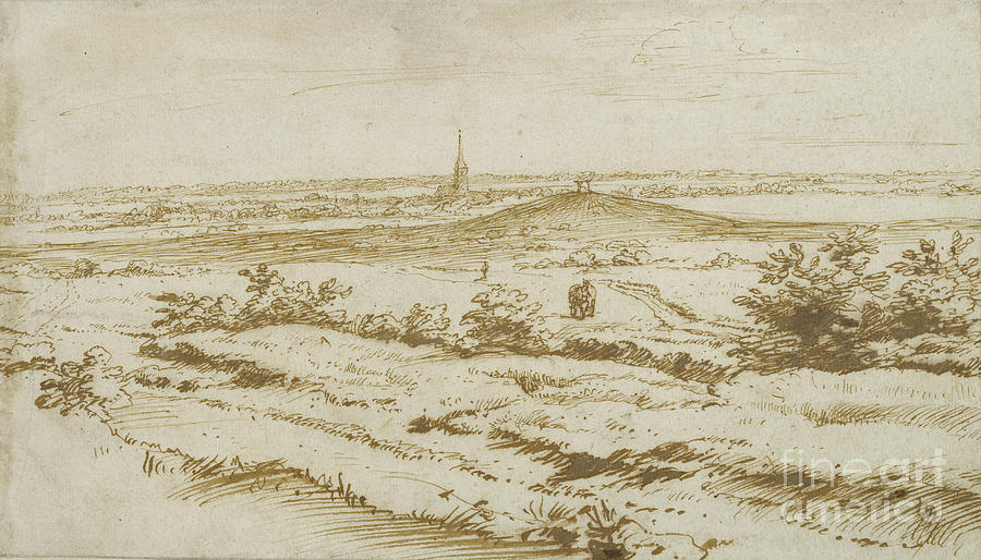 Landscape Near Appeldoorn, 1680 Pen And Brown Ink Painting by Constantijn The Younger Huygens