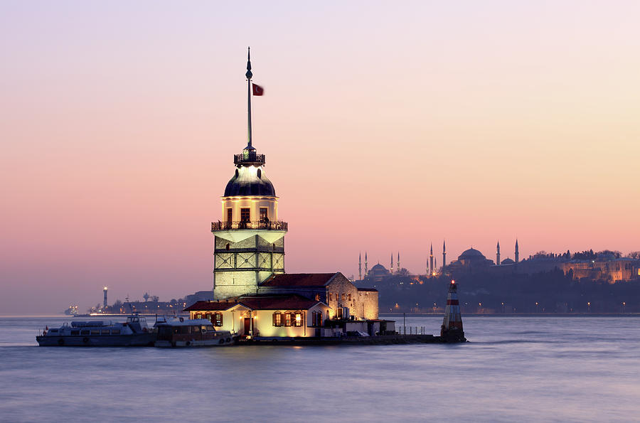 Landscape Of Illuminated Maiden Tower Photograph by Tolga Tezcan - Fine ...