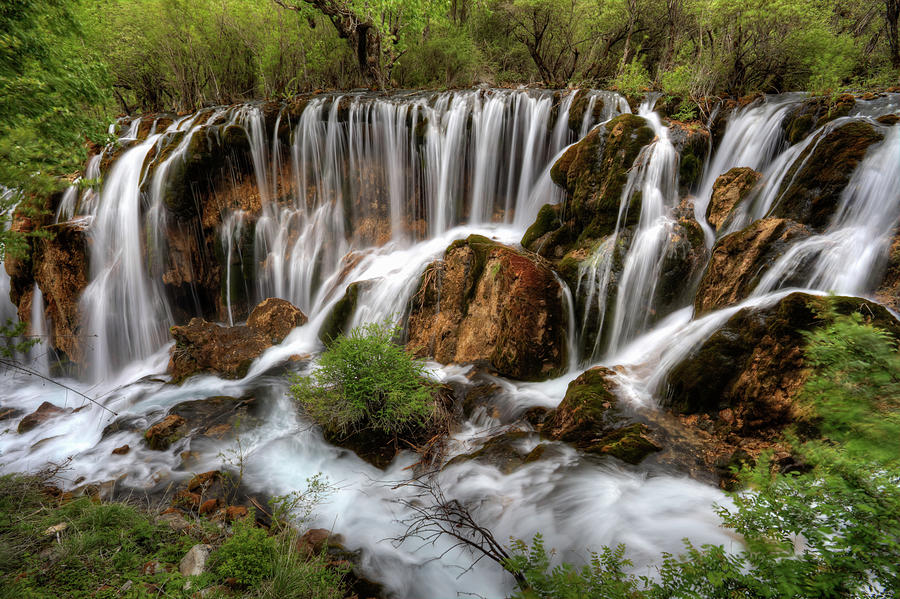 Landscape Of Waterfall At Jiuzhaigou Photograph by Fototrav