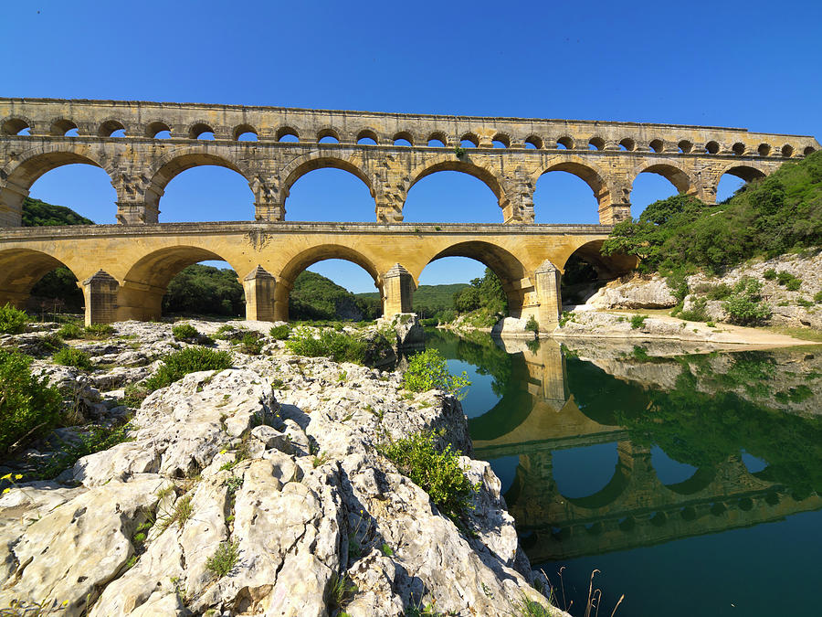 Architecture Photograph - Landscape Photograph Of Pont Du Gard by Helovi