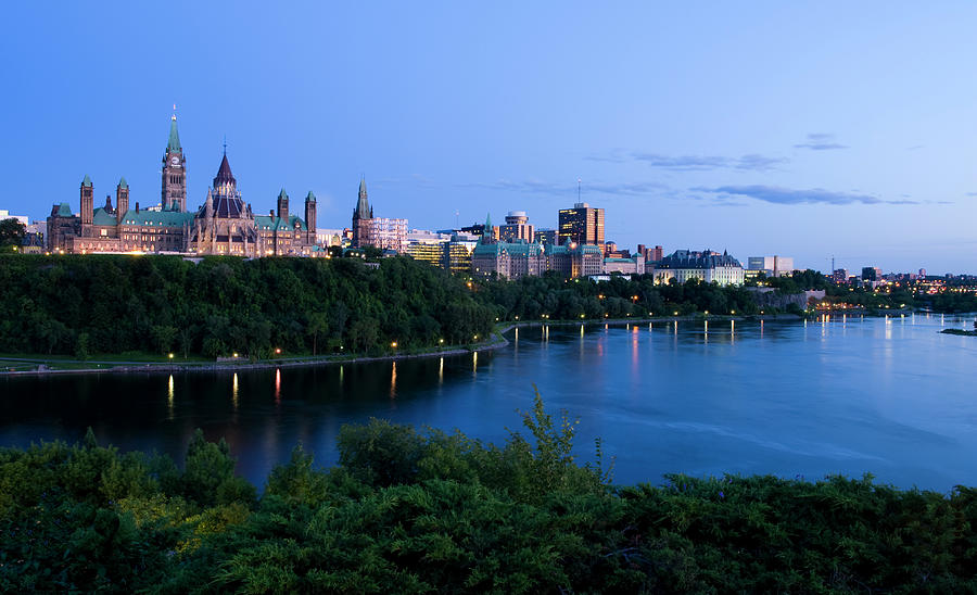 City Photograph - Landscape Shot Of The Ottawa Skyline In by Karenmassier