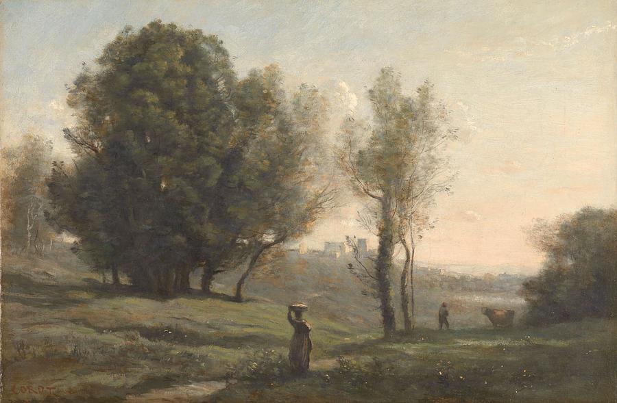 Landscape. Souvenir of Les Landes. Painting by Camille Corot -1796-1875 ...