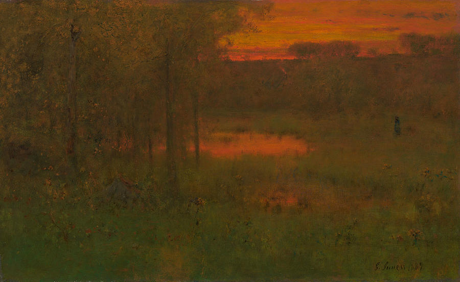 Landscape, Sunset Painting by George Inness