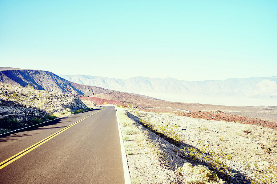 Death Valley National Park Digital Art - Landscape View Of Straight Desert Road, Death Valley, California, Usa by Gu