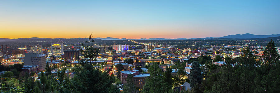 Landscape View Over Spokane City Washington At Sunset Photograph by Alex Grichenko
