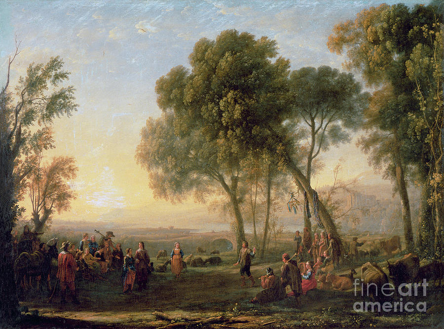 Musician Painting - Landscape With A Country Dance by Claude Lorrain
