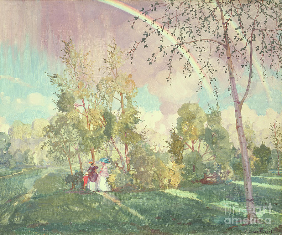 Landscape With A Rainbow, 1919 Painting by Konstantin Andreevic Somov
