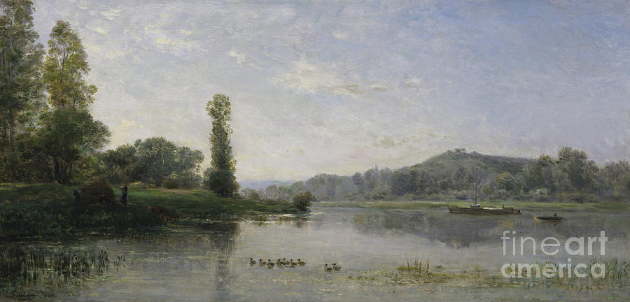 Landscape with a River, 1860 Painting by Charles Francois Daubigny