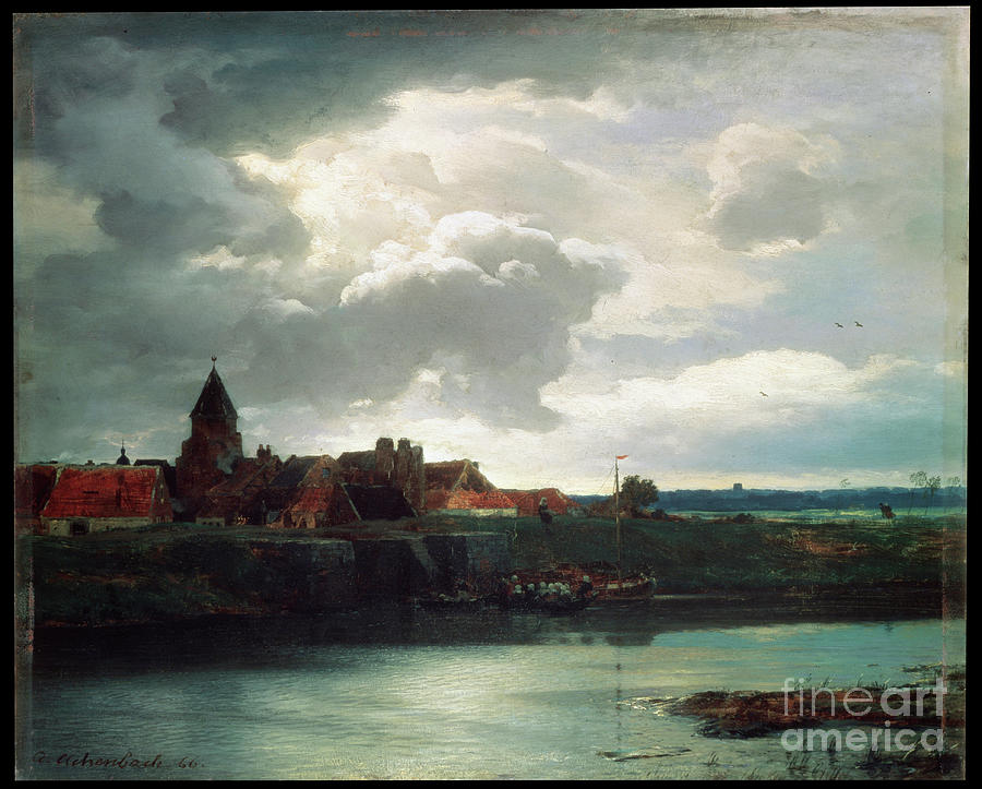 Landscape With A River, 1866. Artist Drawing by Heritage Images