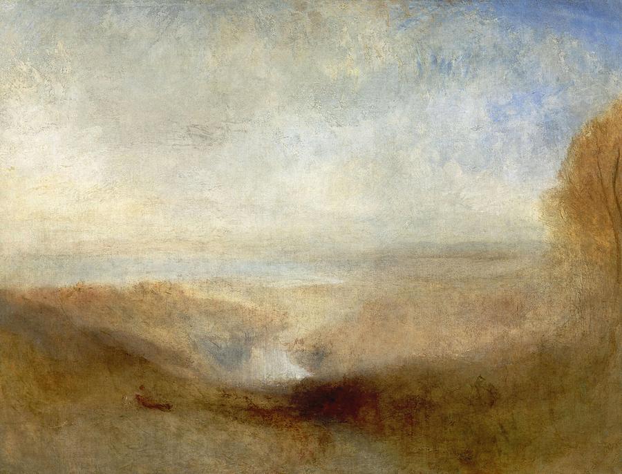 Landscape with a River and a Bay in the Background, 1835, Oil on canvas, 123 x 93 cm. Painting by Joseph Mallord William Turner -1775-1851-