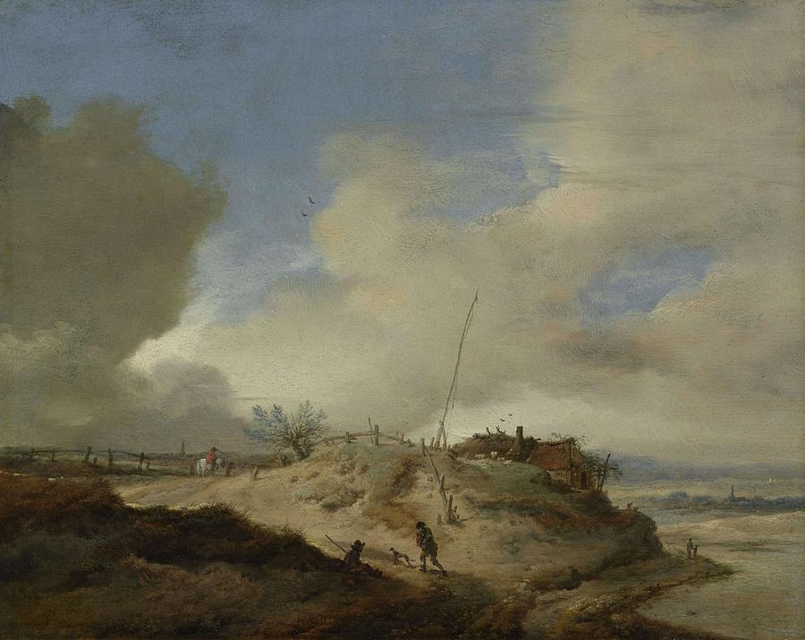 Landscape with a Sign Post. Painting by Philips Wouwerman