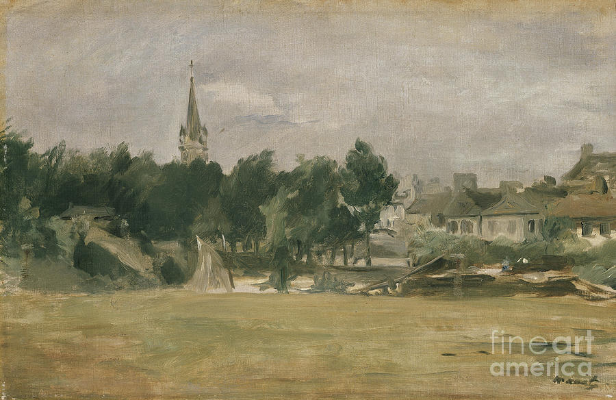 Landscape With A Village Church, 19th Century Painting by Edouard Manet