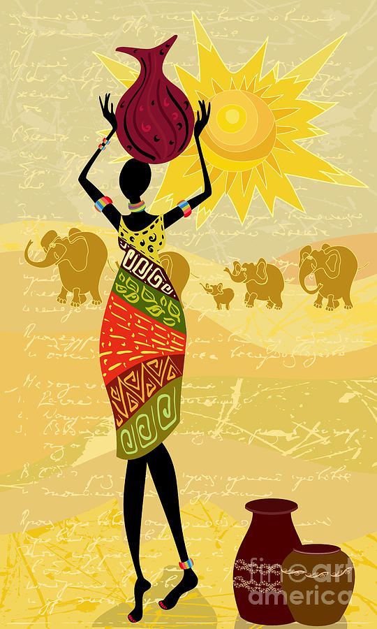Dress Digital Art - Landscape With An African Woman by Oksana Alekseeva Dress Digital Art - Landscape With An African Woman by Oksana Alekseeva