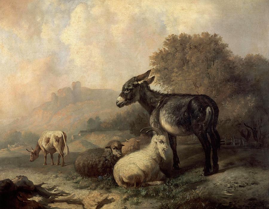 Landscape with animals, 1847, Oil on canvas, 75 x 93,5 cm, CE0028. Painting by Jenaro Perez Villaamil -1807-1854-