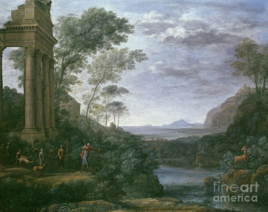 Landscape With Ascanius Shooting The Stag Of Sylvia, 17th Century Painting by Claude Lorrain