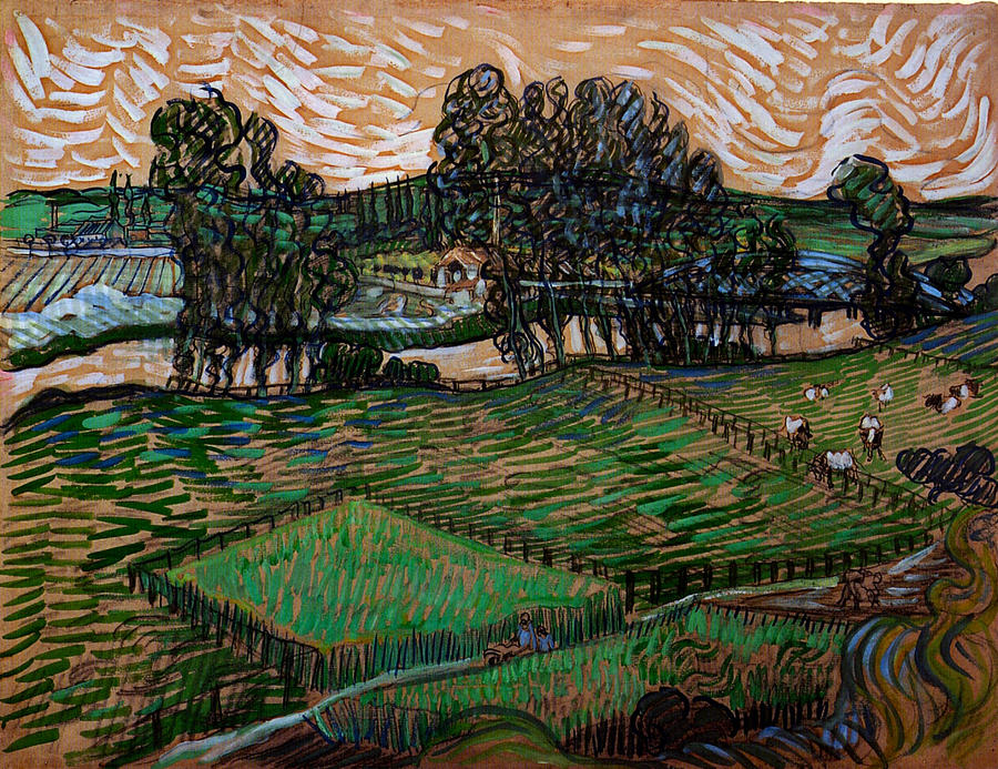 Landscape with Bridge across the Oise Painting by Landscape with Bridge across the Oise Painting by