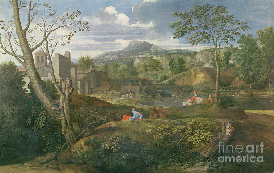 Nicolas Poussin Painting - Landscape With Buildings, 1648-51 by Nicolas Poussin