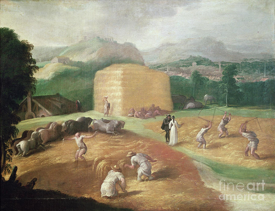 Landscape With Corn Threshers Painting by Nicolo Dell' Abate - Fine Art ...