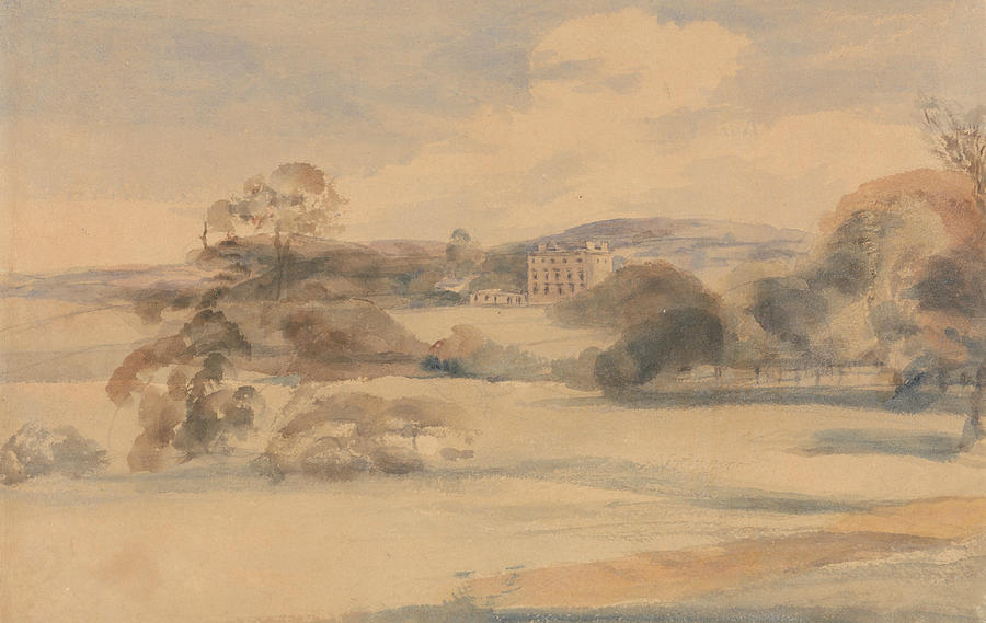 Landscape with Country House Drawing by Peter De Wint