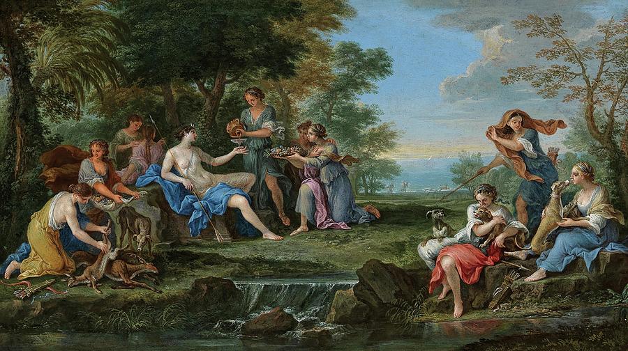 Landscape With Diana And Her Nymphs Resting After The Hunt Painting by ...