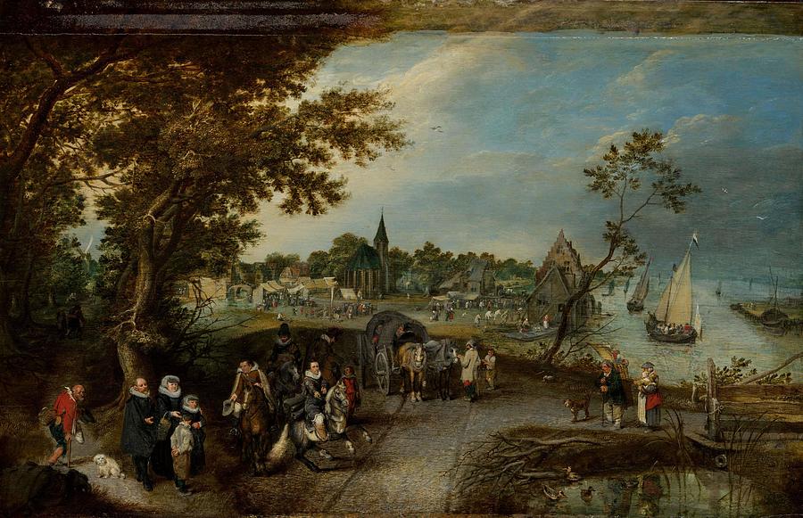 Landscape with Figures and a Village Fair -Village Kermesse-. Painting by Adriaen Pietersz van de Venne Landscape with Figures and a Village Fair -Village Kermesse-. Painting by Adriaen Pietersz van de Venne