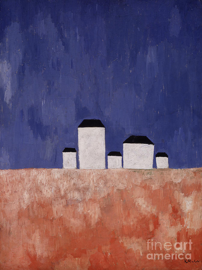 Landscape With Five Houses, C.1932 Painting by Kazimir Severinovich Malevich