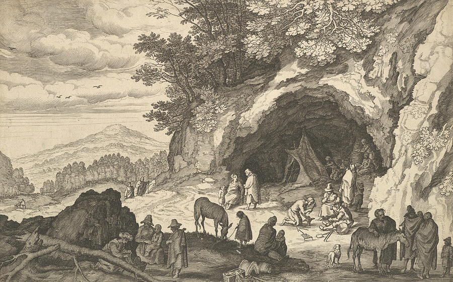 Landscape with Gypsy Camp Relief by Aegidius Sadeler