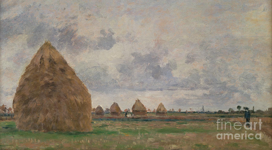 Landscape With Haystacks, 1873 By Camille Pissarro Painting by Camille Pissarro
