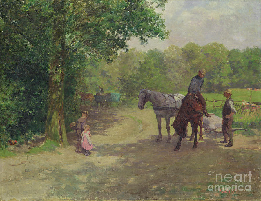 Landscape With Horse And Cart Painting by Arthur Siebelist